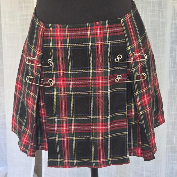Lip Service Dresses & Skirts - 🖤💀 VINTAGE 90s Lip Service Plaid Safety Pin Mini Skirt 💀🖤
